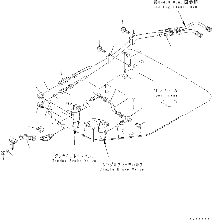 Komatsu parts book diagram for WD500-3 S/N 50001-UP: BRAKE CONTROL (ACCUMULATOR TO BRAKE VALVE PIPING)