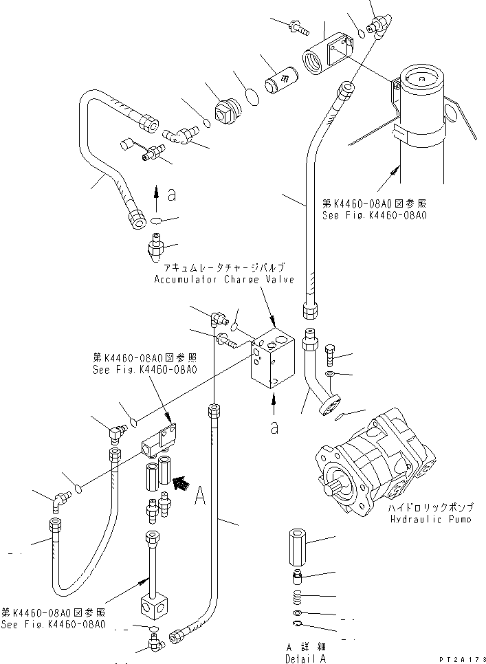 Komatsu parts book diagram for WD500-3 S/N 50001-UP: BRAKE CONTROL (P.P.C. PUMP TO ACCUMULATOR CHARGE VALVE)