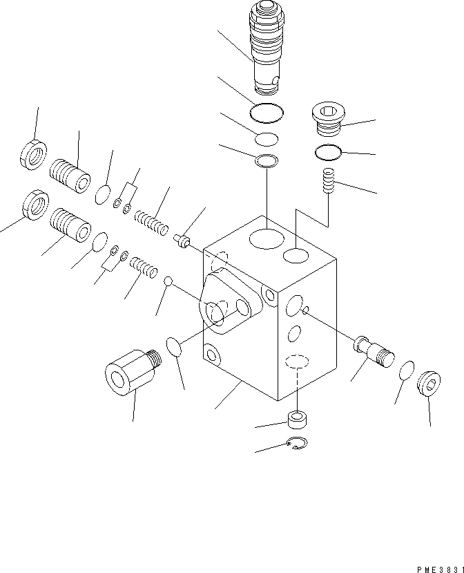 Komatsu parts book diagram for WD500-3 S/N 50001-UP: BRAKE CONTROL (ACCUMULATOR CHARGE VALVE)