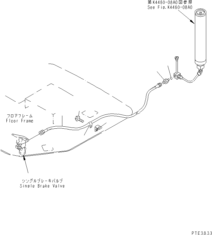 Komatsu parts book diagram for WD500-3 S/N 50001-UP: BRAKE CONTROL (ACCUMULATOR CHARGE VALVE TO SINGLE BRAKE VALVE)