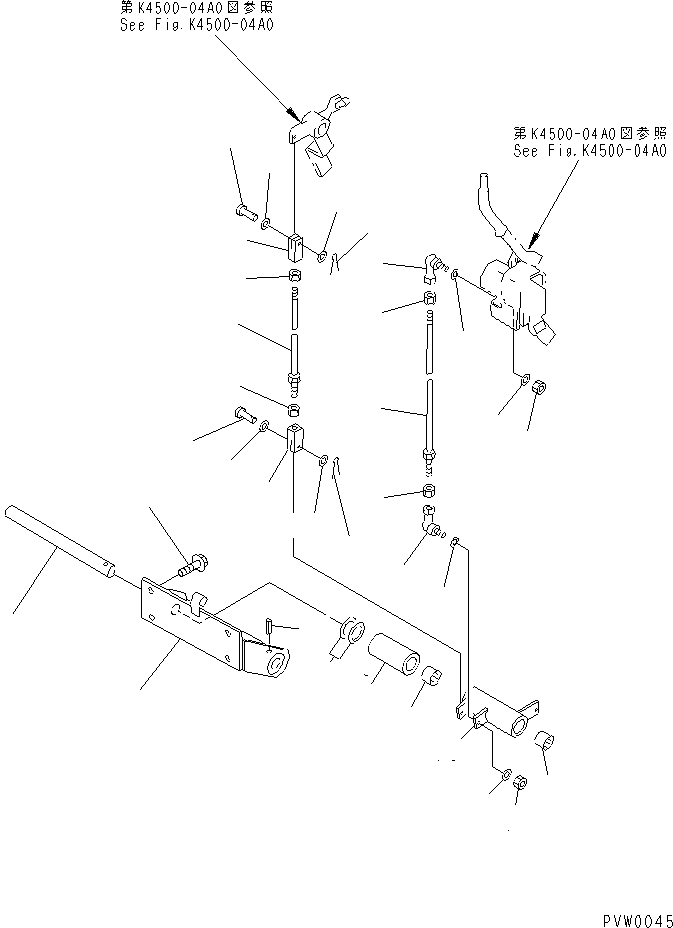 Komatsu parts book diagram for WD500-3 S/N 50001-UP: LOADER CONTROL (WORK EQUIPMENT CONTROL LINKAGE ? R.H.)