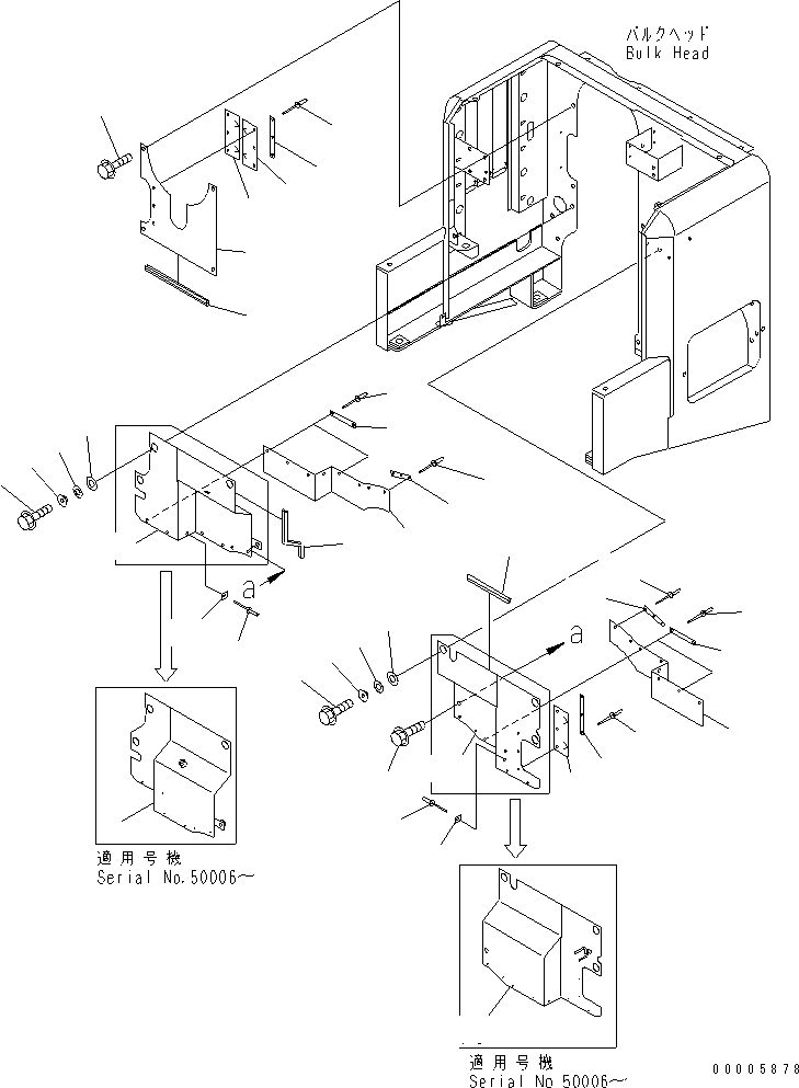 Komatsu parts book diagram for WD500-3 S/N 50001-UP: BULKHEAD (2/2)