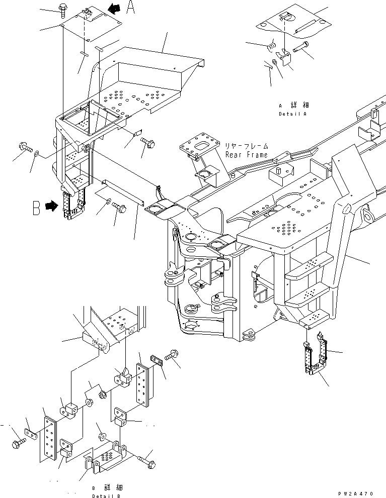 Komatsu parts book diagram for WD500-3 S/N 50001-UP: LADDER