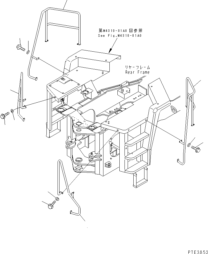 Komatsu parts book diagram for WD500-3 S/N 50001-UP: LADDER RAIL