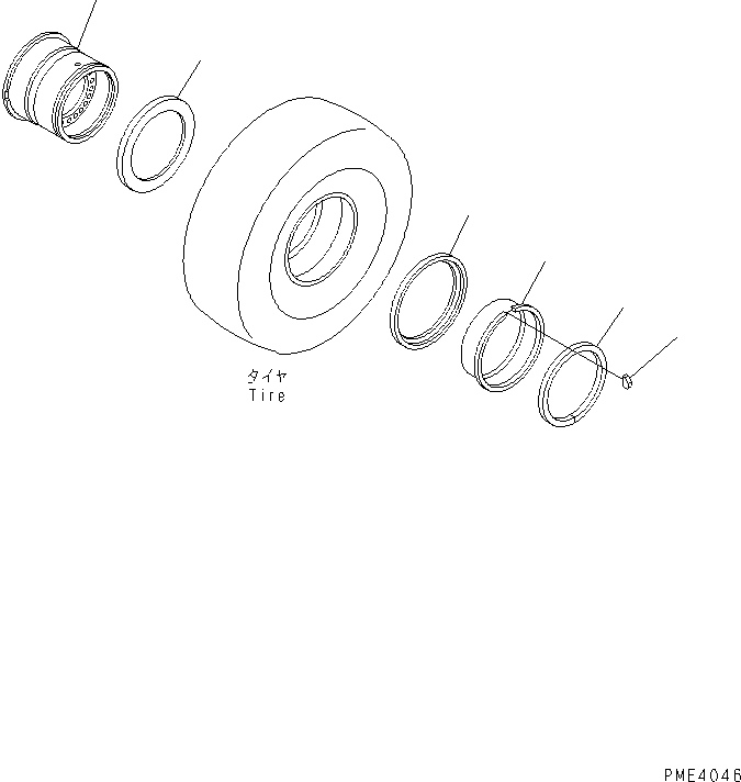 Komatsu parts book diagram for WD500-3 S/N 50001-UP: RIM (FOR 29.5-25) (LEMMERS)