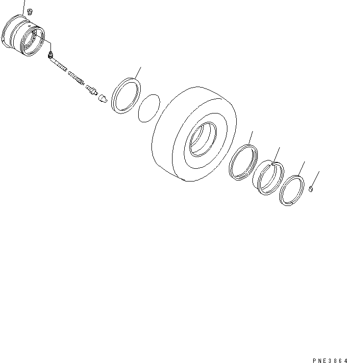 Komatsu parts book diagram for WD500-3 S/N 50001-UP: RIM (FOR 29.5-25) (TOPY)