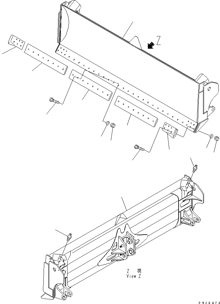Komatsu parts book diagram for WD500-3 S/N 50001-UP: BLADE