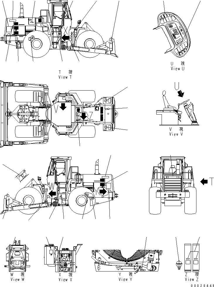 Komatsu parts book diagram for WD500-3 S/N 50001-UP: MARKS AND PLATES (SPANISH)(#50006-)