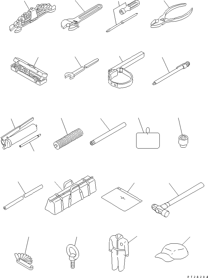 Komatsu parts book diagram for WD500-3 S/N 50001-UP: TOOL (ENGLISH) (WITH OVERALL AND CAP)