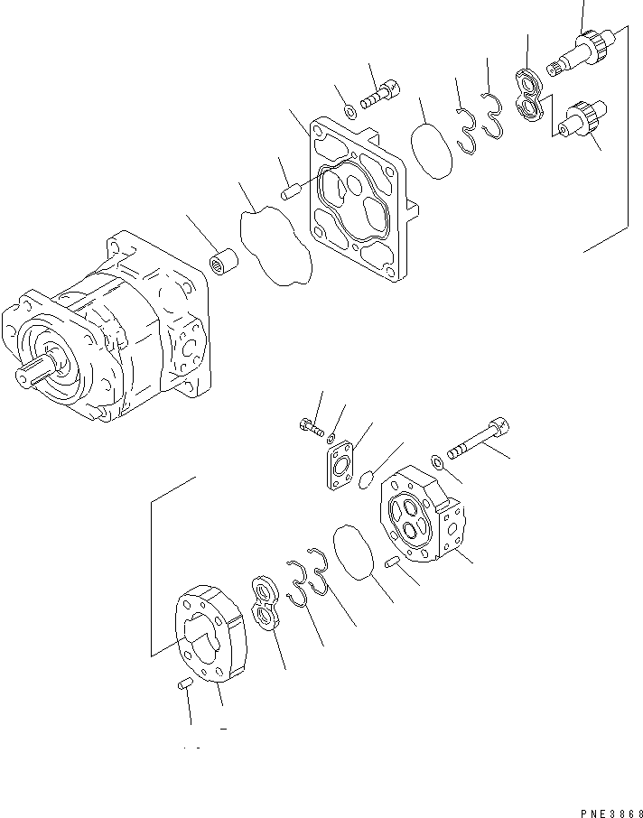Komatsu parts book diagram for WD500-3 S/N 50001-UP: HYDRAULIC PUMP (WORK EQUIPMENT AND P.P.C.) (2/2)