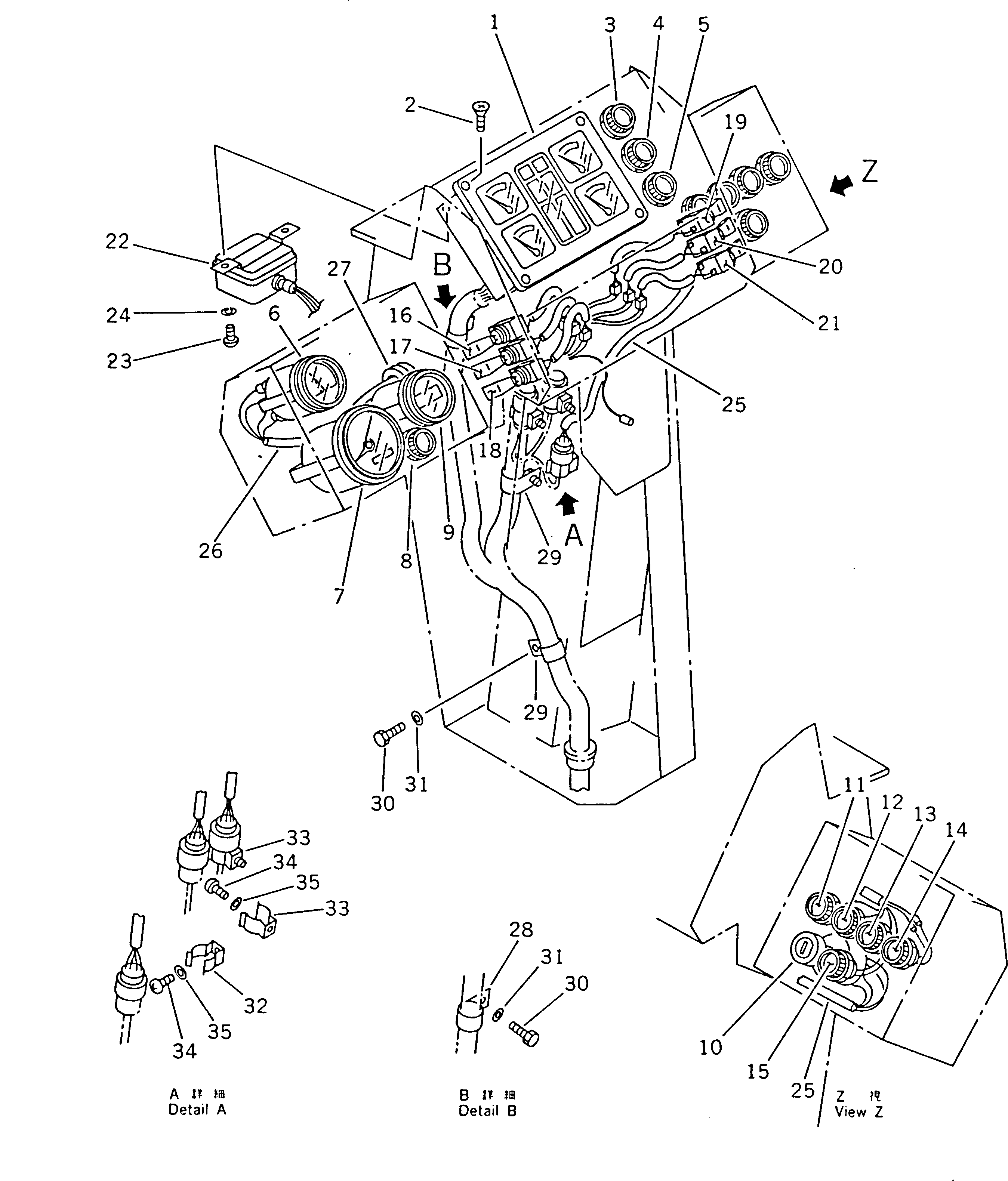 Wheel Dozers Komatsu / WD600-1H S/N 10001-UP (-50cent. Spec.)(wd600-0c) / INSTRUMENT PANEL(030140 : 1411)