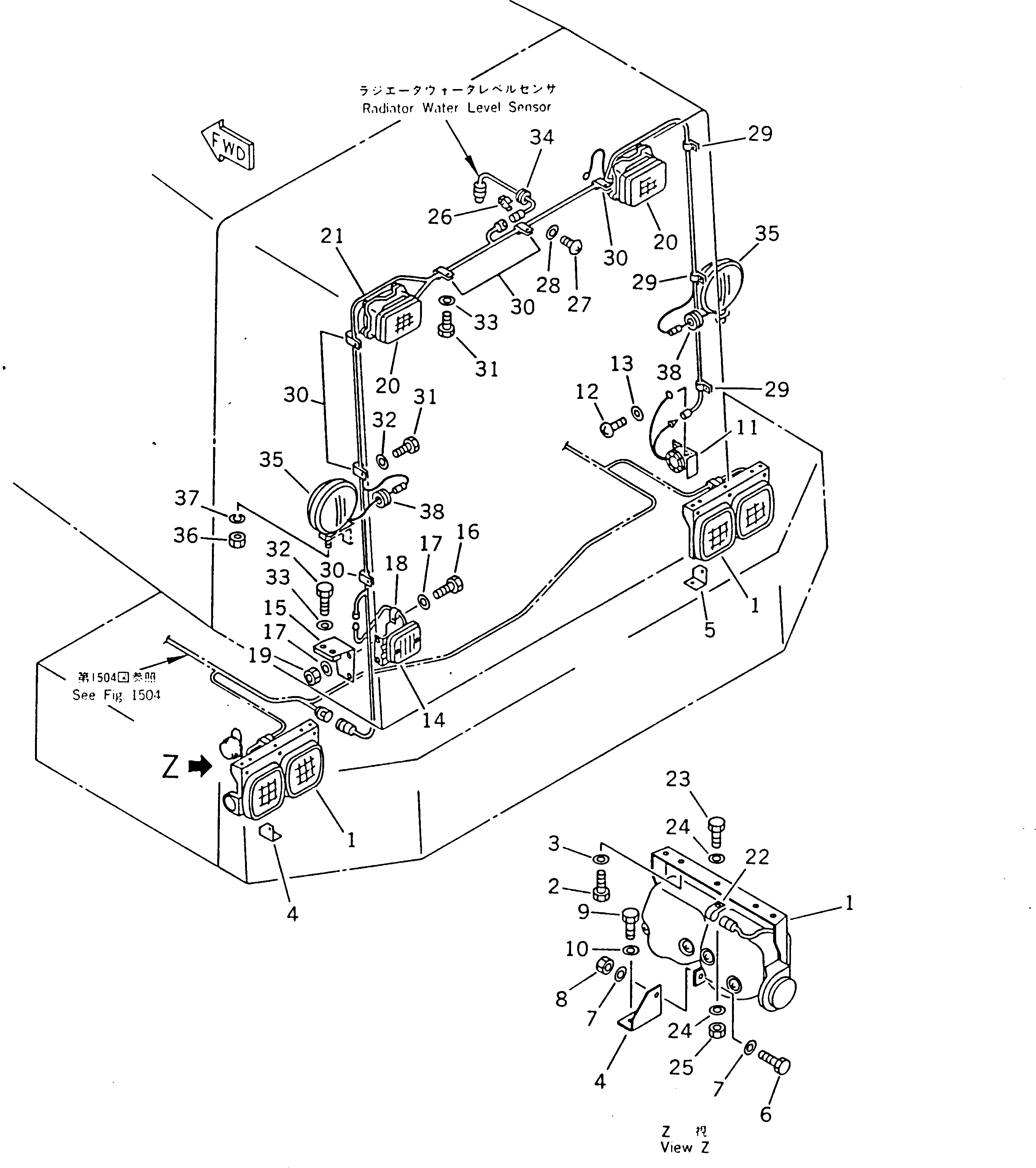 Wheel Dozers Komatsu / WD600-1H S/N 10001-UP (-50cent. Spec.)(wd600-0c) / ELECTRICAL SYSTEM (REAR LAMP)(030230 : 1507)