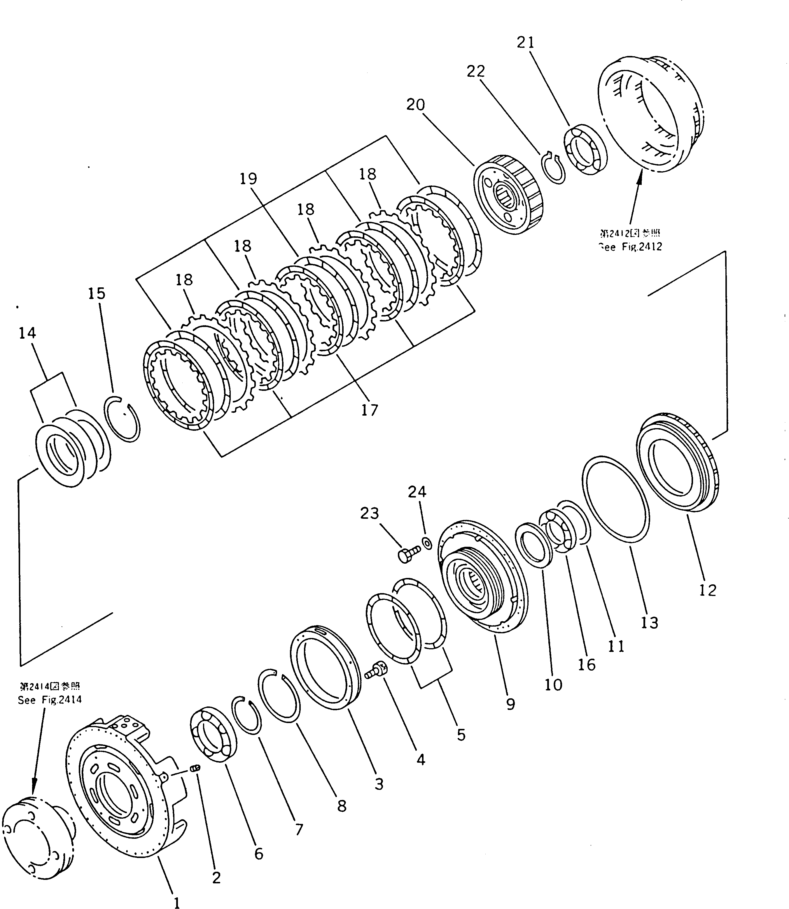 Wheel Dozers Komatsu / WD600-1H S/N 10001-UP (-50cent. Spec.)(wd600-0c) / 2ND CLUTCH(060100 : 2413)