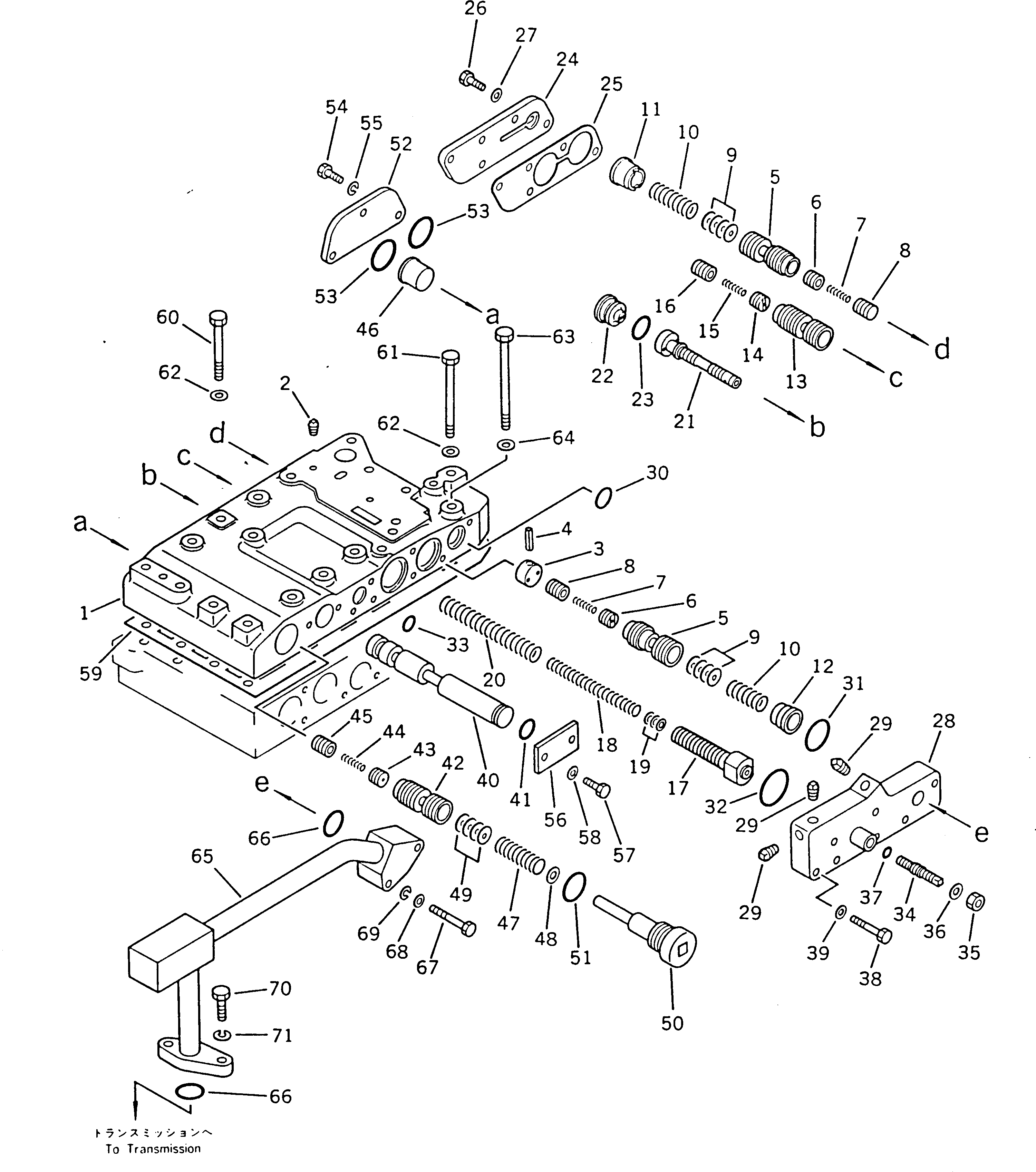 Wheel Dozers Komatsu / WD600-1H S/N 10001-UP (-50cent. Spec.)(wd600-0c) / TRANSMISSION CONTROL VALVE (1/4)(060150 : 2421)