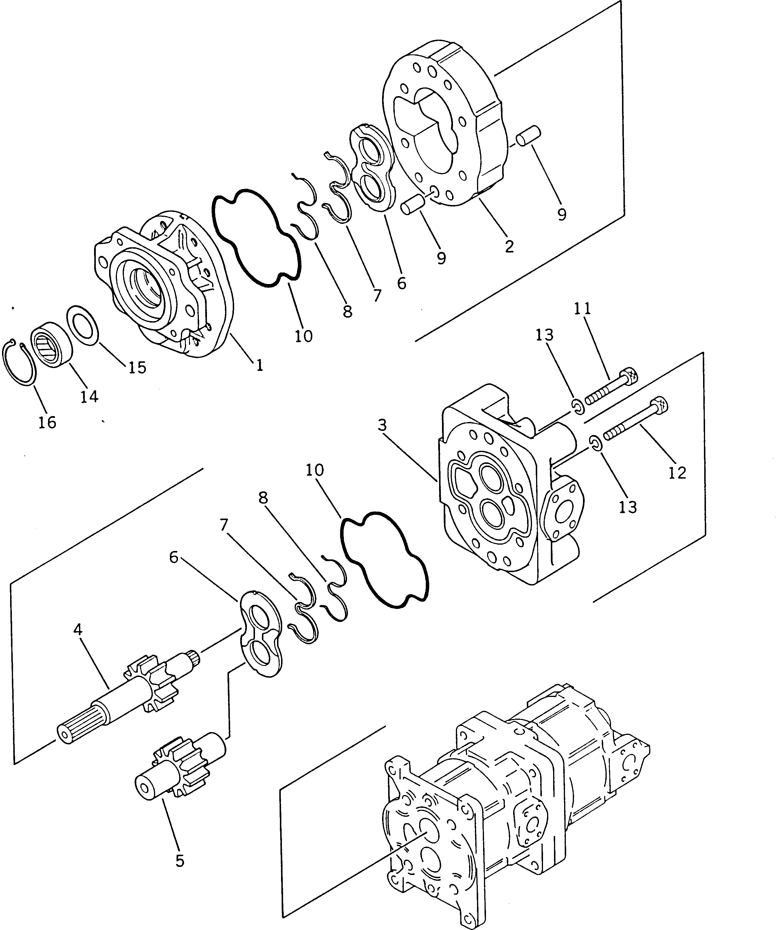 Wheel Dozers Komatsu / WD600-1H S/N 10001-UP (-50cent. Spec.)(wd600-0c) / HYDRAULIC PUMP (1/3)(060190 : 2511)