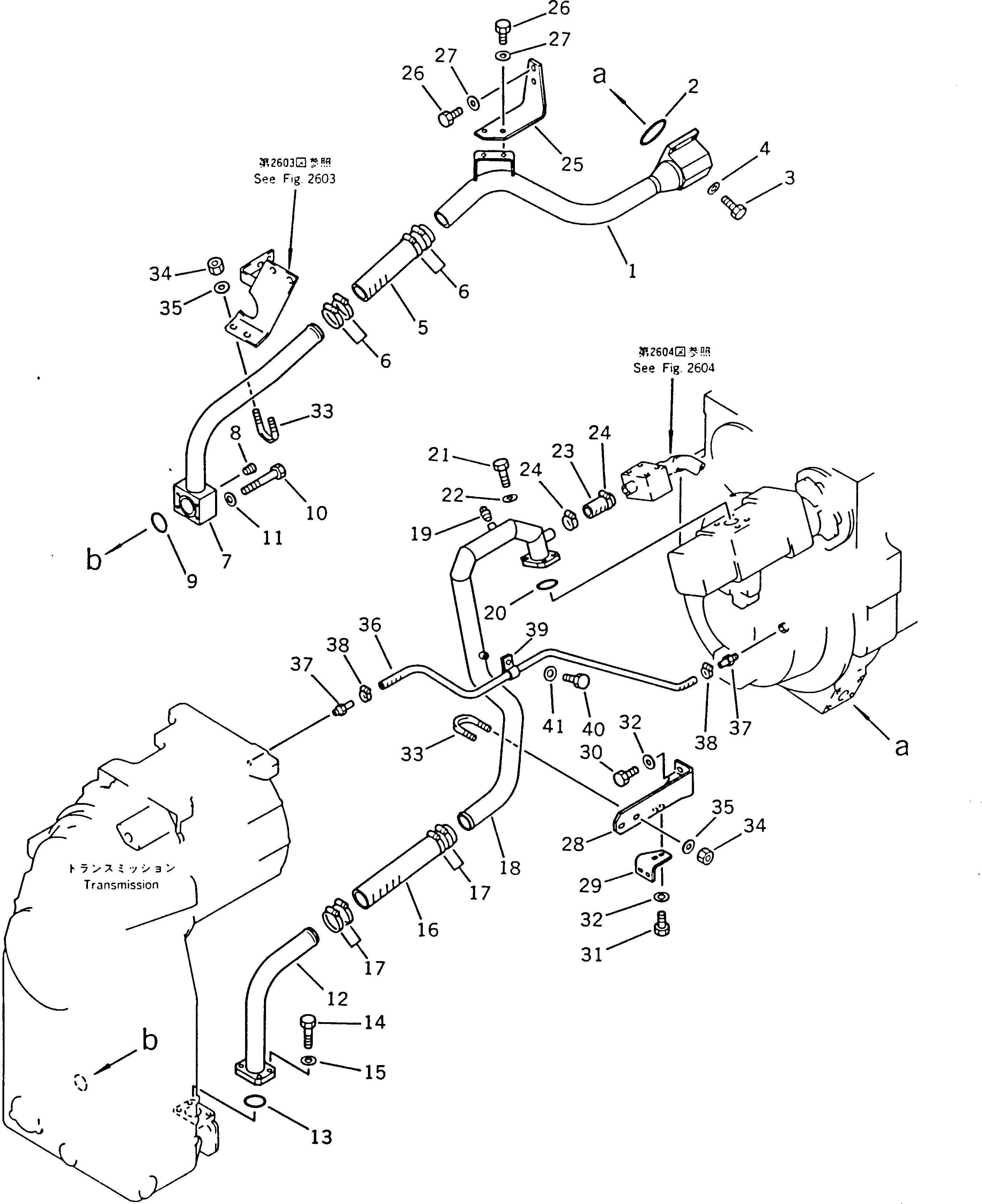 Wheel Dozers Komatsu / WD600-1H S/N 10001-UP (-50cent. Spec.)(wd600-0c) / TORQFLOW TRANSMISSION PIPING (1/4)(060230 : 2601)