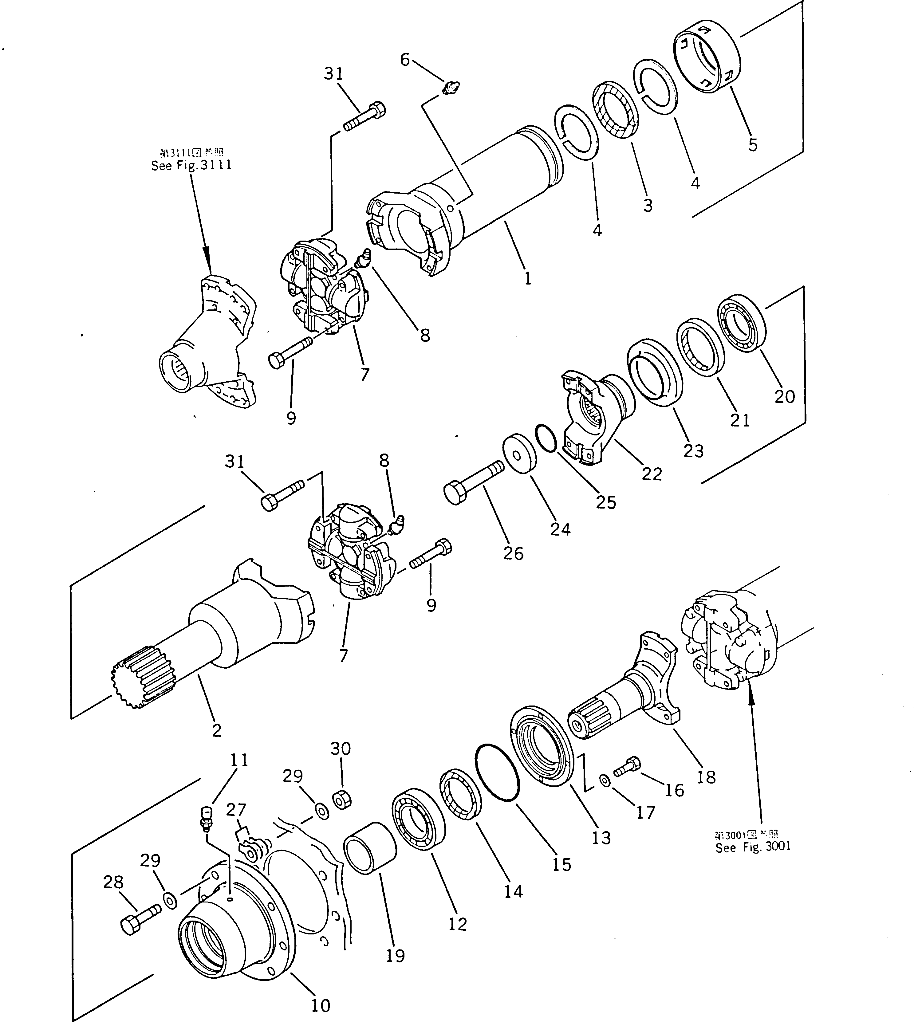 Wheel Dozers Komatsu / WD600-1H S/N 10001-UP (-50cent. Spec.)(wd600-0c) / DRIVE SHAFT (FRONT)(090020 : 3003)