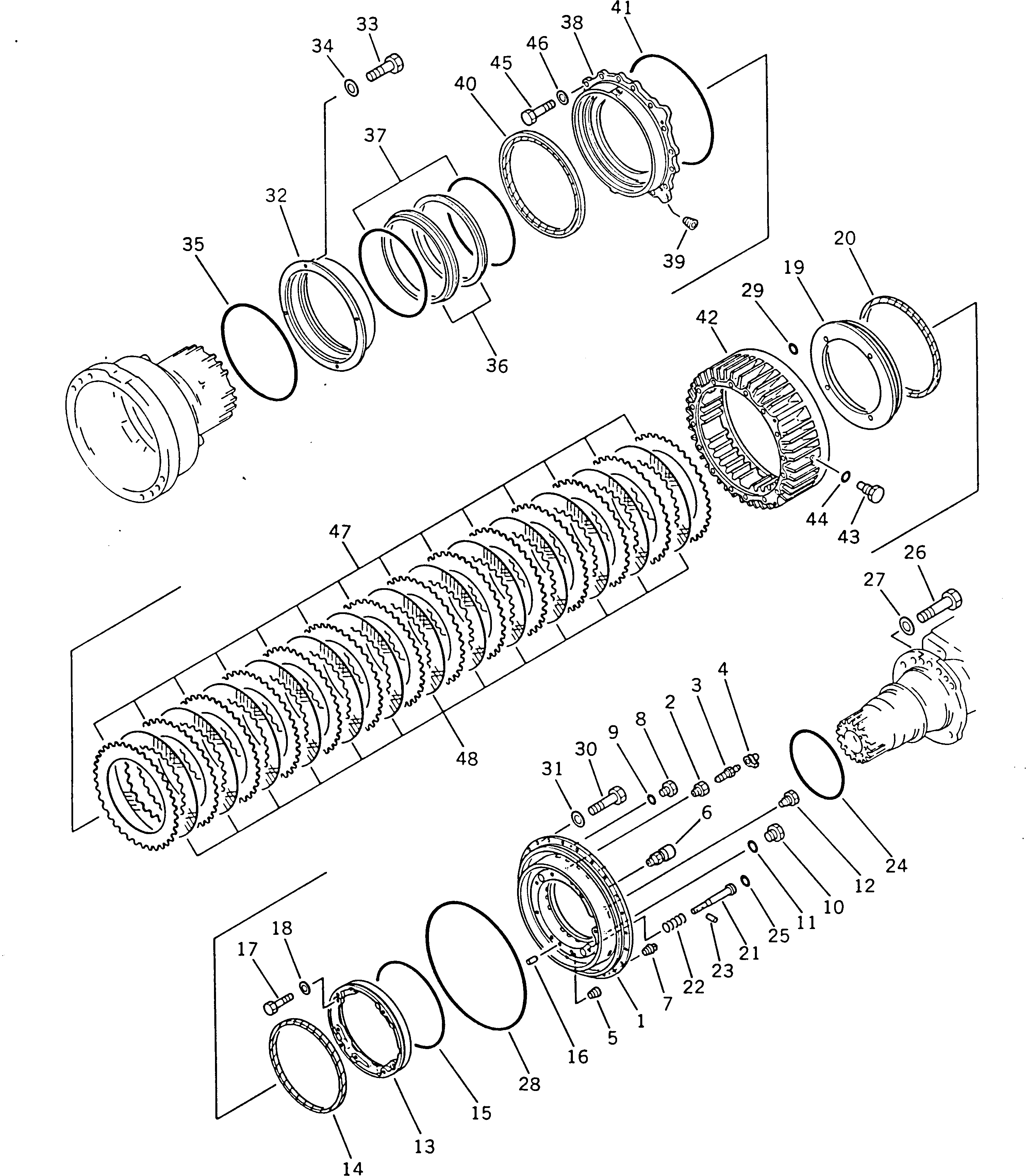 Wheel Dozers Komatsu / WD600-1H S/N 10001-UP (-50cent. Spec.)(wd600-0c) / REAR WHEEL BRAKE(090130 : 3221)
