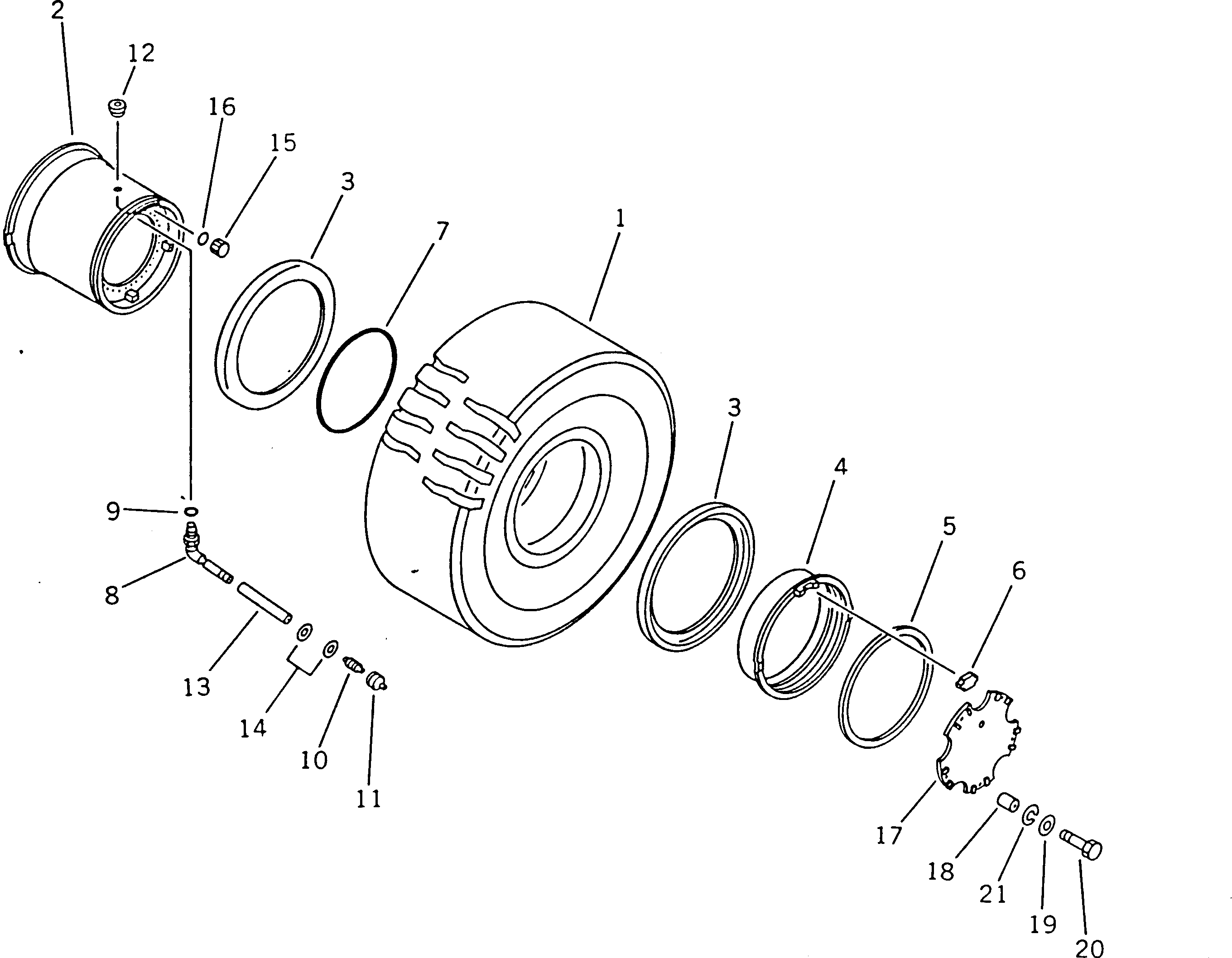 Wheel Dozers Komatsu / WD600-1H S/N 10001-UP (-50cent. Spec.)(wd600-0c) / WHEEL AND TUBELESS TIRE(090150 : 3401)