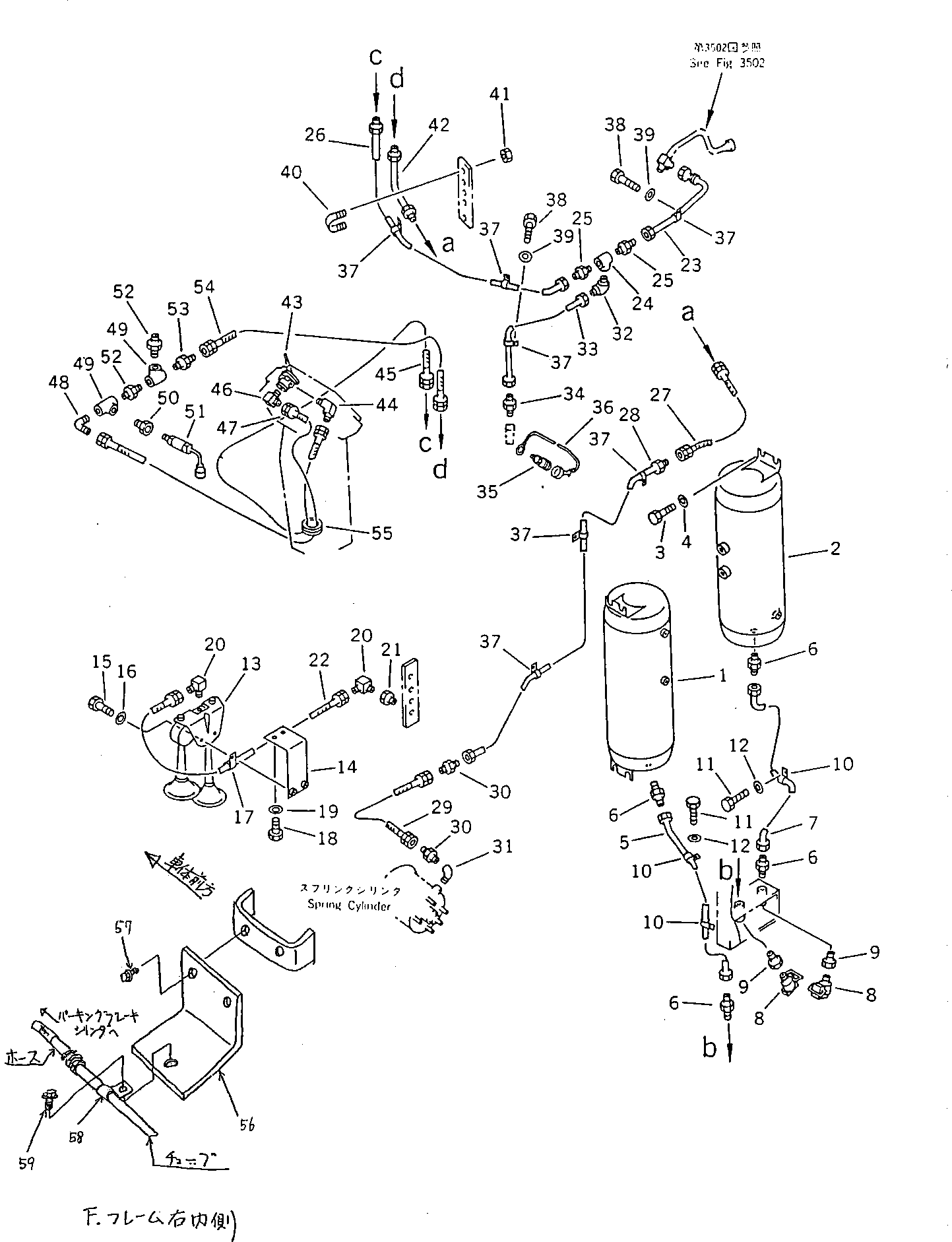 Wheel Dozers Komatsu / WD600-1H S/N 10001-UP (-50cent. Spec.)(wd600-0c) / AIR PIPING (3/6)(090190 : 3503)