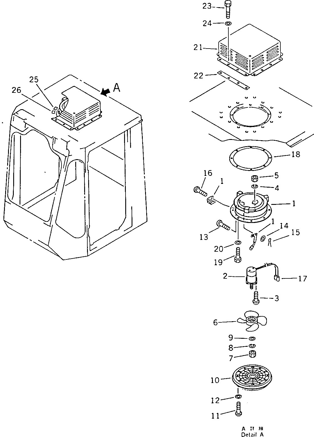 Wheel Dozers Komatsu / WD600-1H S/N 10001-UP (-50cent. Spec.)(wd600-0c) / VENTILATOR(150310 : 5475)