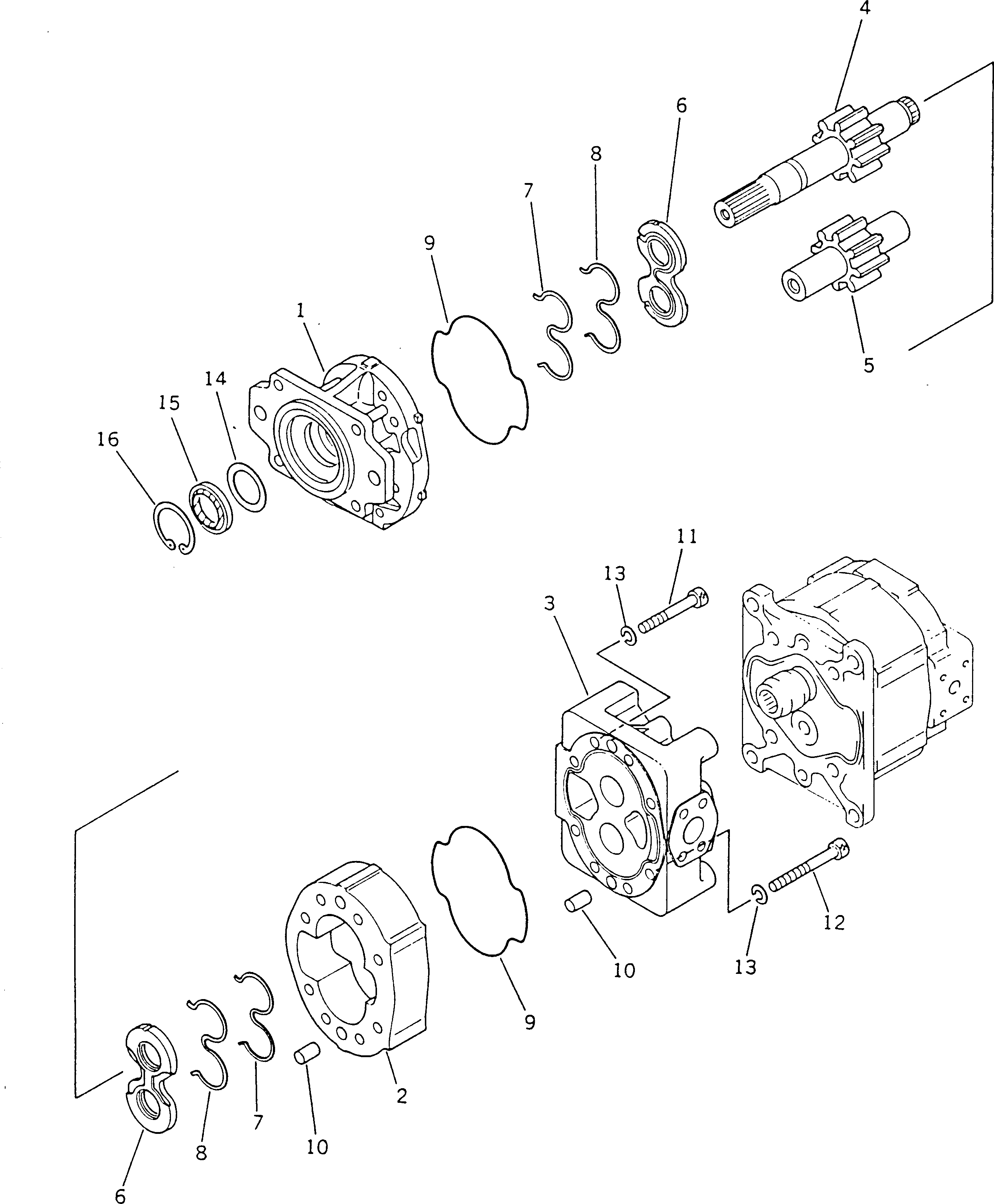 Wheel Dozers Komatsu / WD600-1H S/N 10001-UP (-50cent. Spec.)(wd600-0c) / HYDRAULIC PUMP (WORK EQUIPMENT AND STEERING) (1/2)(180010 : 6011)