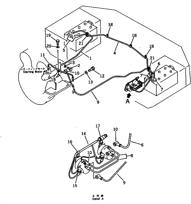 Komatsu parts book diagram for WD600-1 S/N 10001-UP: ELECTRICAL SYSTEM (BATTERY LINE)
