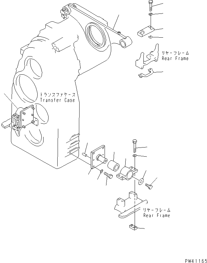 Komatsu parts book diagram for WD600-1 S/N 10001-UP: TRANSMISSION MOUNTING PARTS