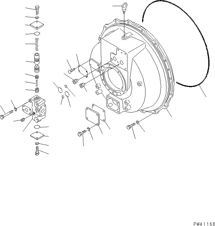 Komatsu parts book diagram for WD600-1 S/N 10001-UP: TORQUE CONVERTER CASE