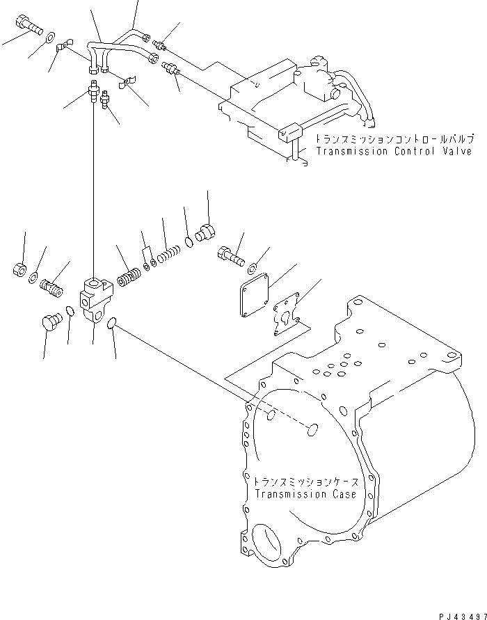Komatsu parts book diagram for WD600-1 S/N 10001-UP: TRANSMISSION (3/10) (LUBRICATOR PIPING)