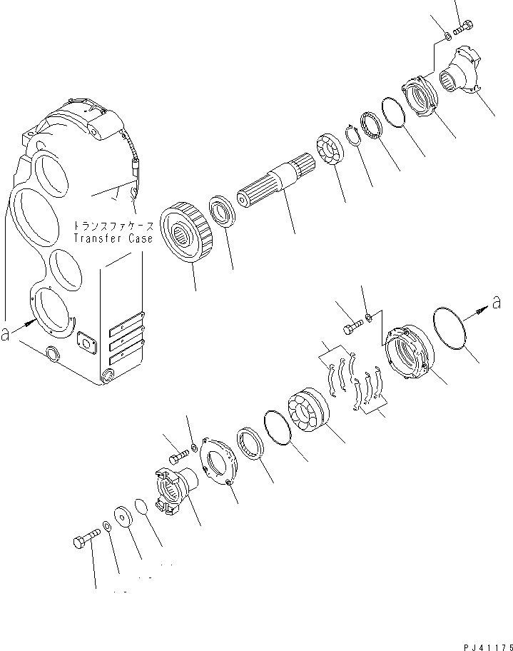 Komatsu parts book diagram for WD600-1 S/N 10001-UP: TRANSMISSION (10/10) (TRANSFER OUTPUT SHAFT)