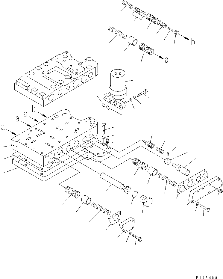 Komatsu parts book diagram for WD600-1 S/N 10001-UP: TRANSMISSION CONTROL VALVE (2/4)
