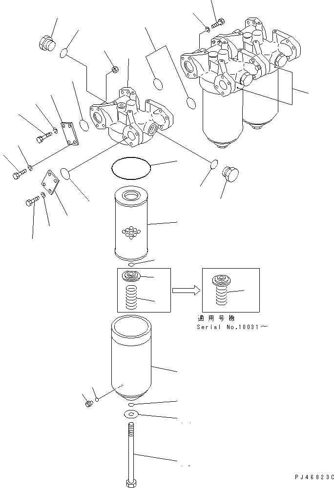 Komatsu parts book diagram for WD600-1 S/N 10001-UP: TORQUE CONVERTER OIL FILTER