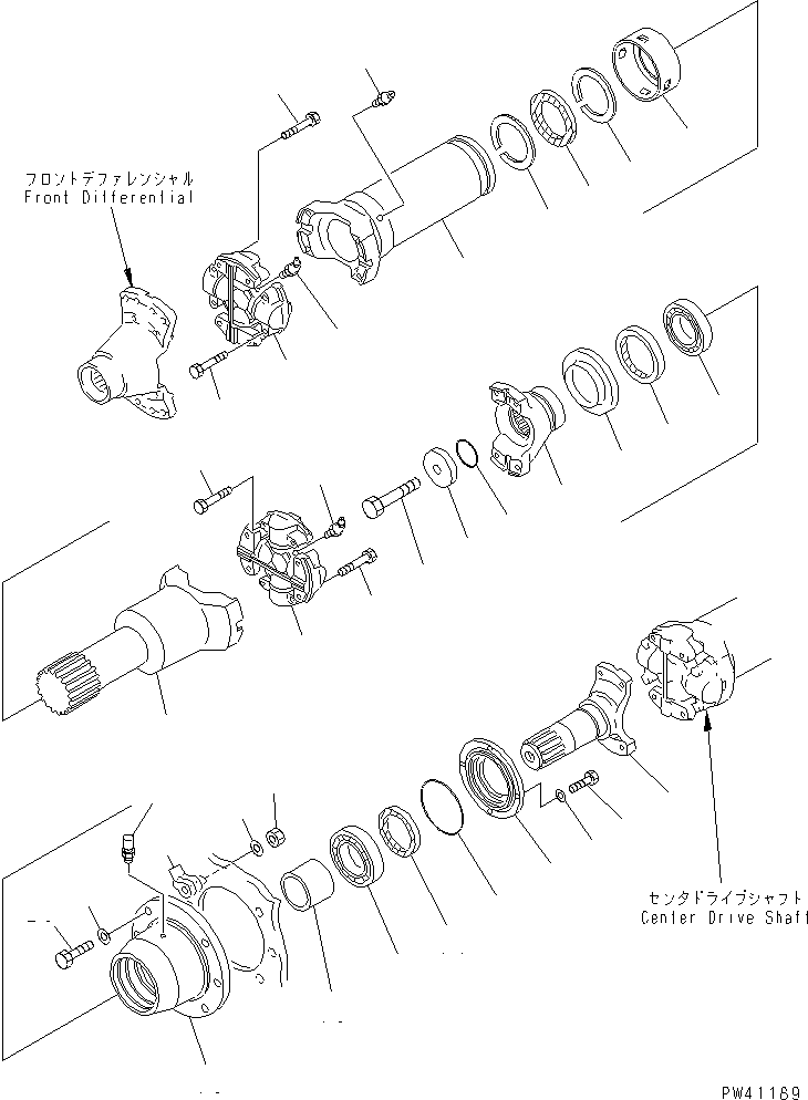 Komatsu parts book diagram for WD600-1 S/N 10001-UP: DRIVE SHAFT (FRONT)