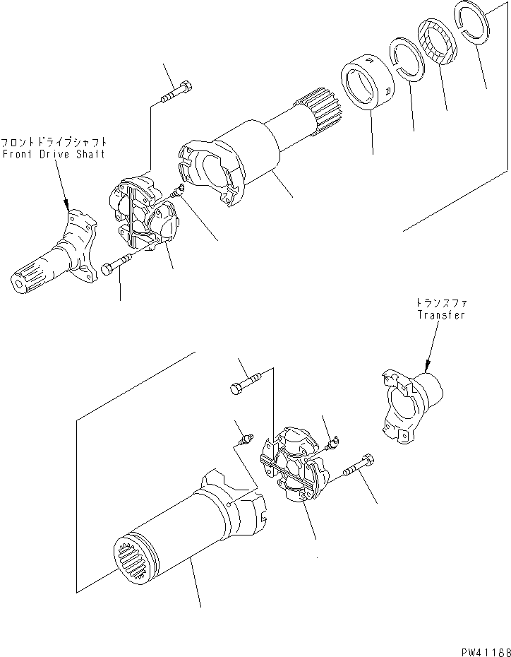 Komatsu parts book diagram for WD600-1 S/N 10001-UP: DRIVE SHAFT (CENTER)