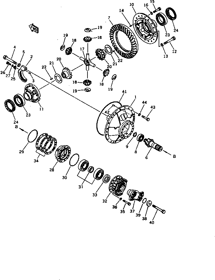 Komatsu parts book diagram for WD600-1 S/N 10001-UP: FRONT DIFFERENTIAL