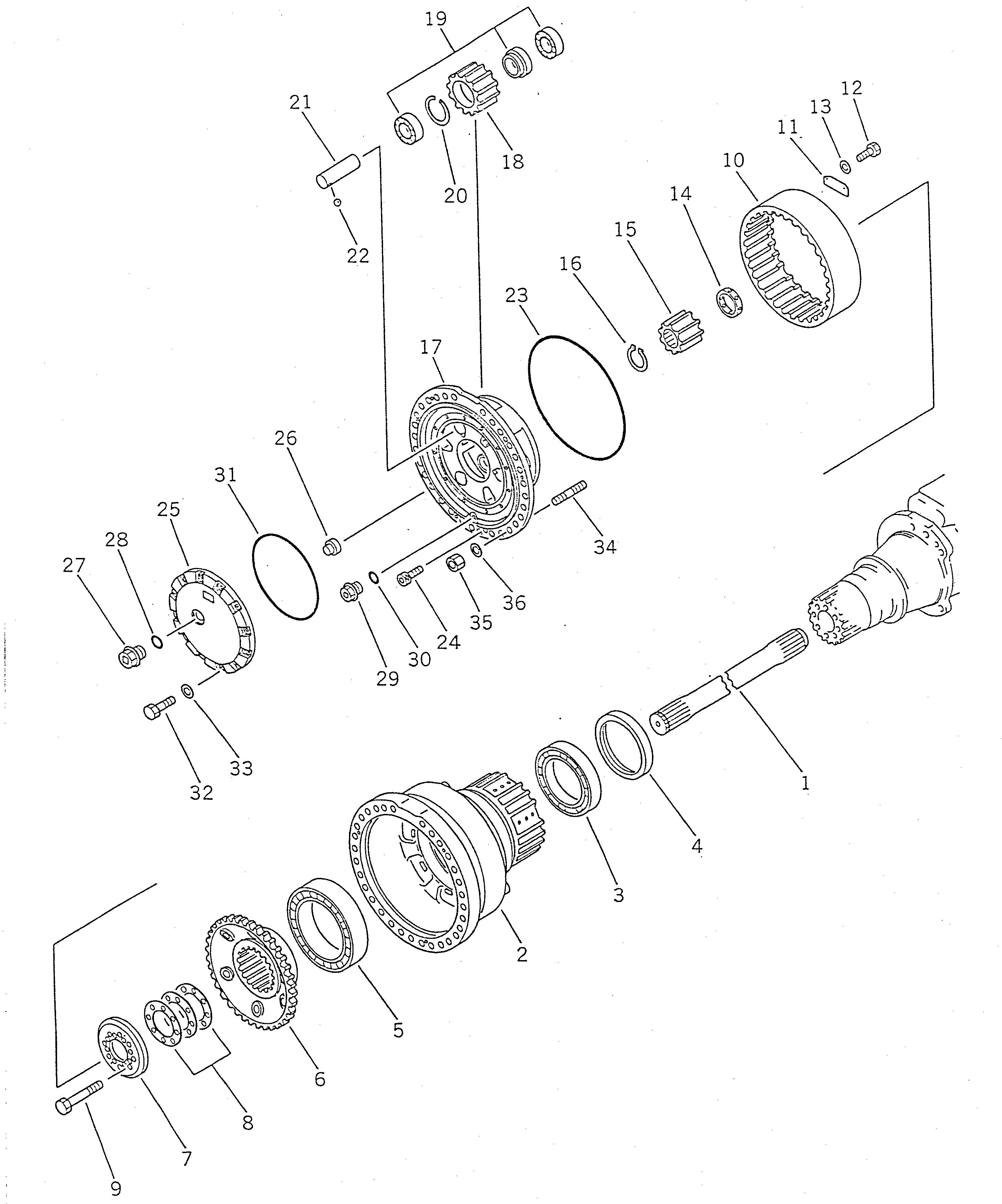 Komatsu parts book diagram for WD600-1 S/N 10001-UP: FRONT FINAL DRIVE