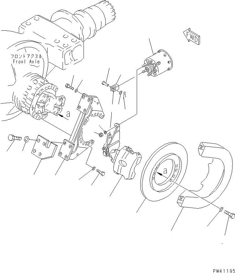 Komatsu parts book diagram for WD600-1 S/N 10001-UP: PARKING BRAKE MOUNTING