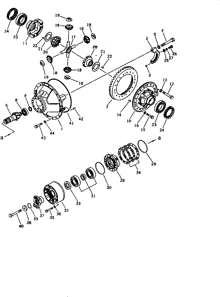 Komatsu parts book diagram for WD600-1 S/N 10001-UP: REAR DIFFERENTIAL