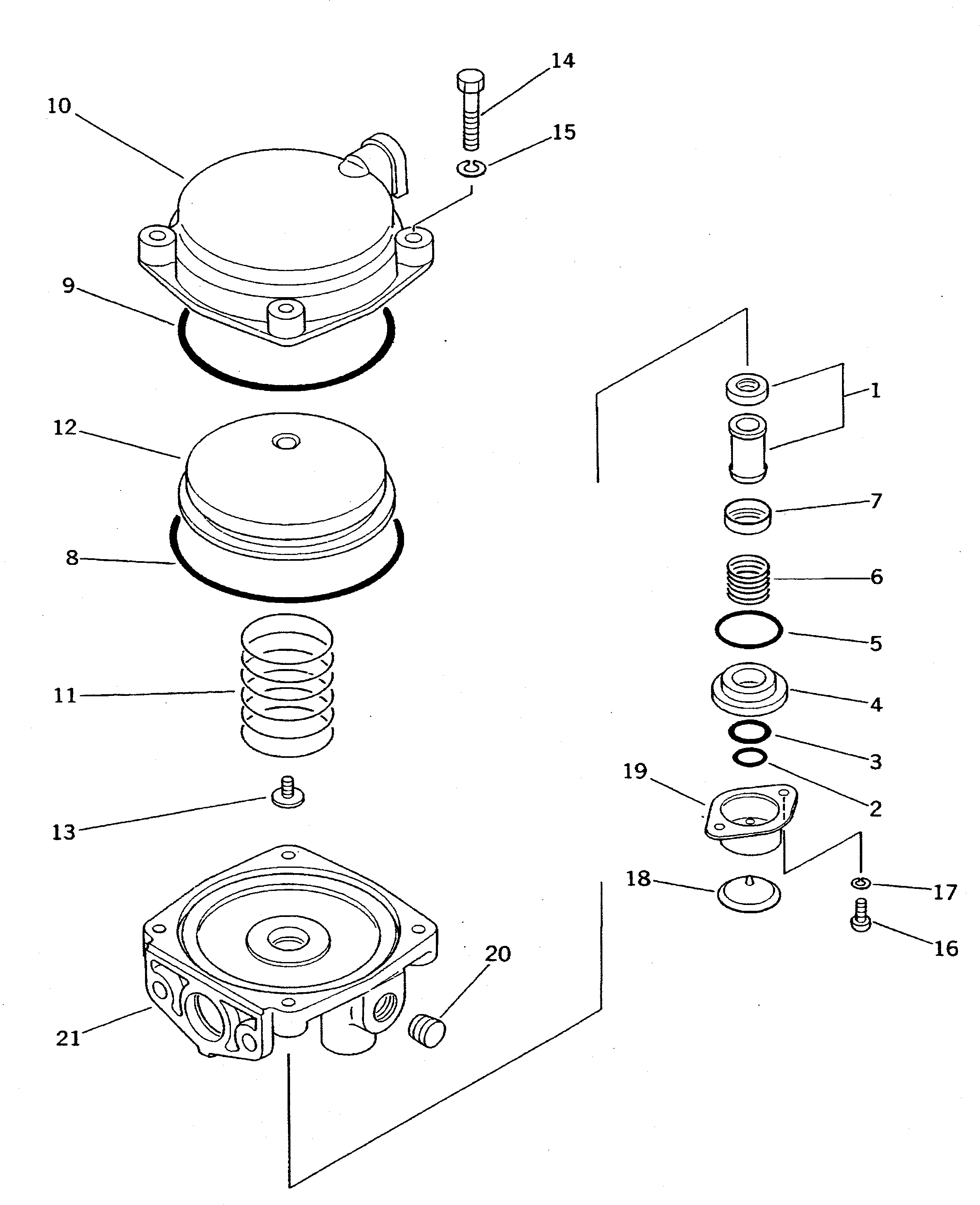 Komatsu parts book diagram for WD600-1 S/N 10001-UP: RELAY VALVE