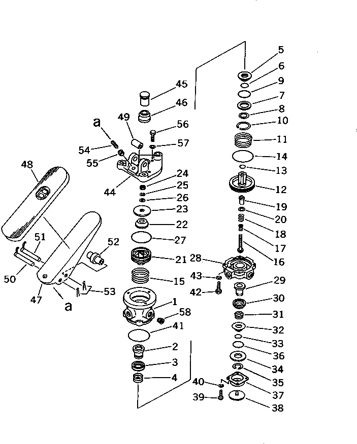 Komatsu parts book diagram for WD600-1 S/N 10001-UP: TREADLE VALVE