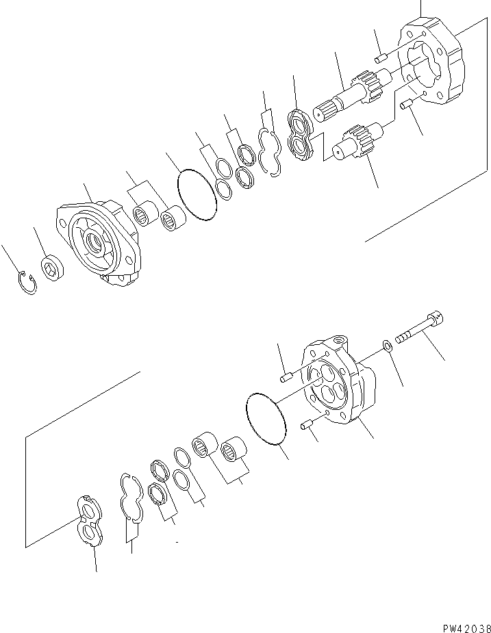 Komatsu parts book diagram for WD600-1 S/N 10001-UP: HYDRAULIC PUMP (EMERGENCY STEERING)