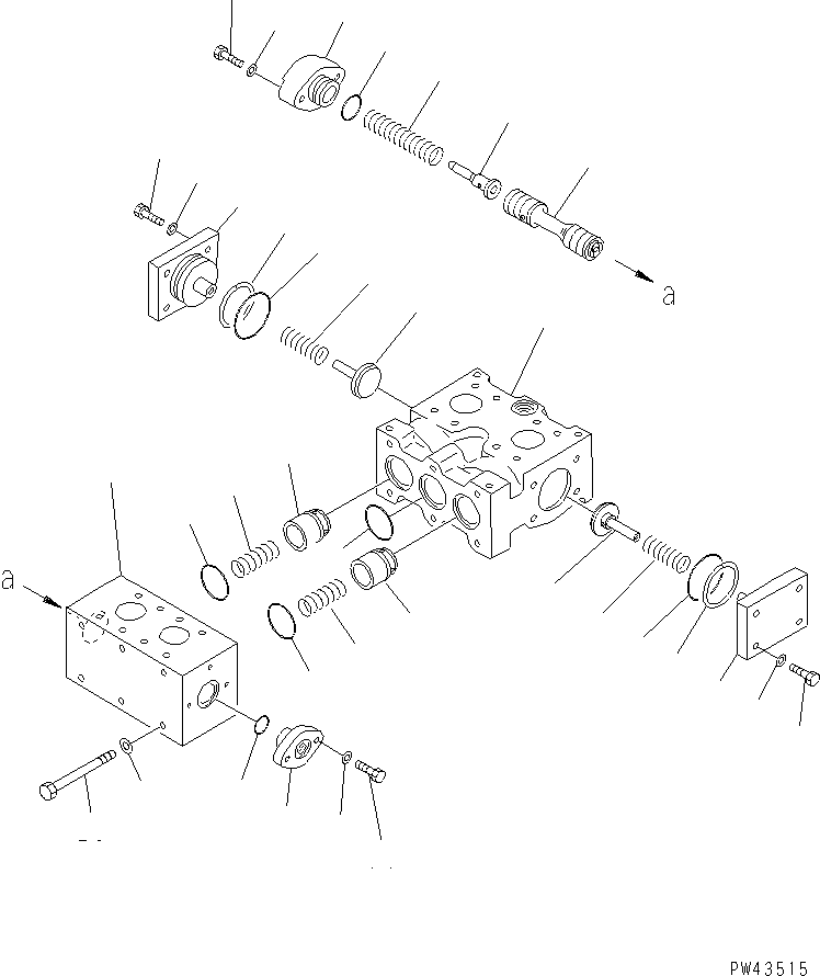 Komatsu parts book diagram for WD600-1 S/N 10001-UP: DIVERTER VALVE (FOR EMERGENCY STEERING)
