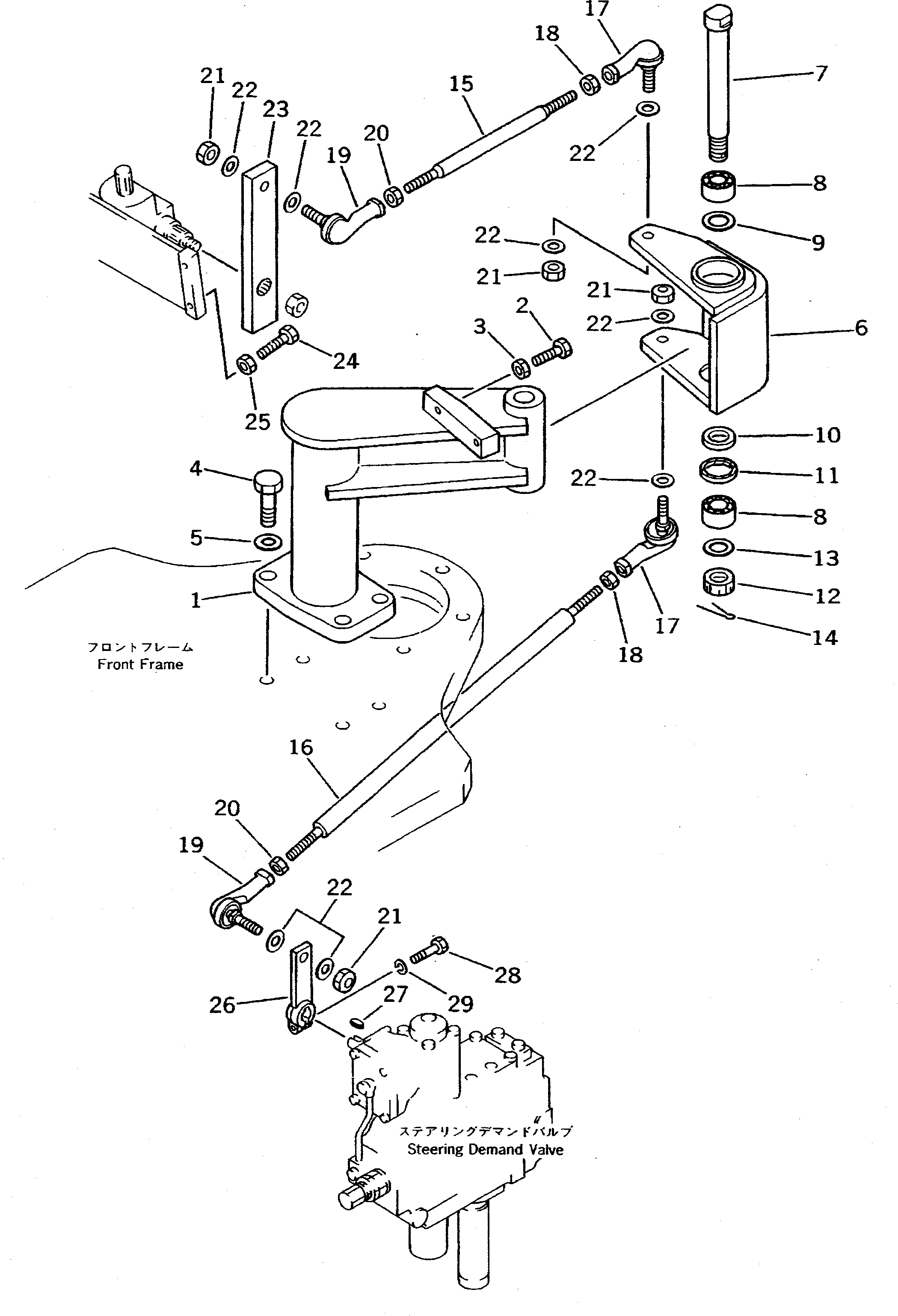 Komatsu parts book diagram for WD600-1 S/N 10001-UP: STEERING LINKAGE