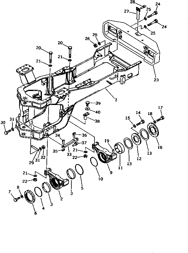 Komatsu parts book diagram for WD600-1 S/N 10001-UP: REAR FRAME