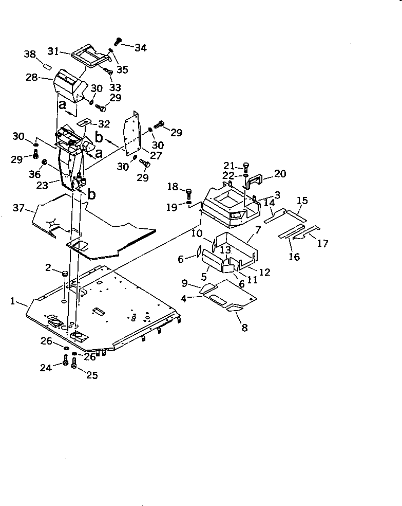 Komatsu parts book diagram for WD600-1 S/N 10001-UP: FLOOR FRAME AND DASHBOARD