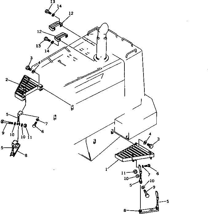 Komatsu parts book diagram for WD600-1 S/N 10001-UP: REAR STEP