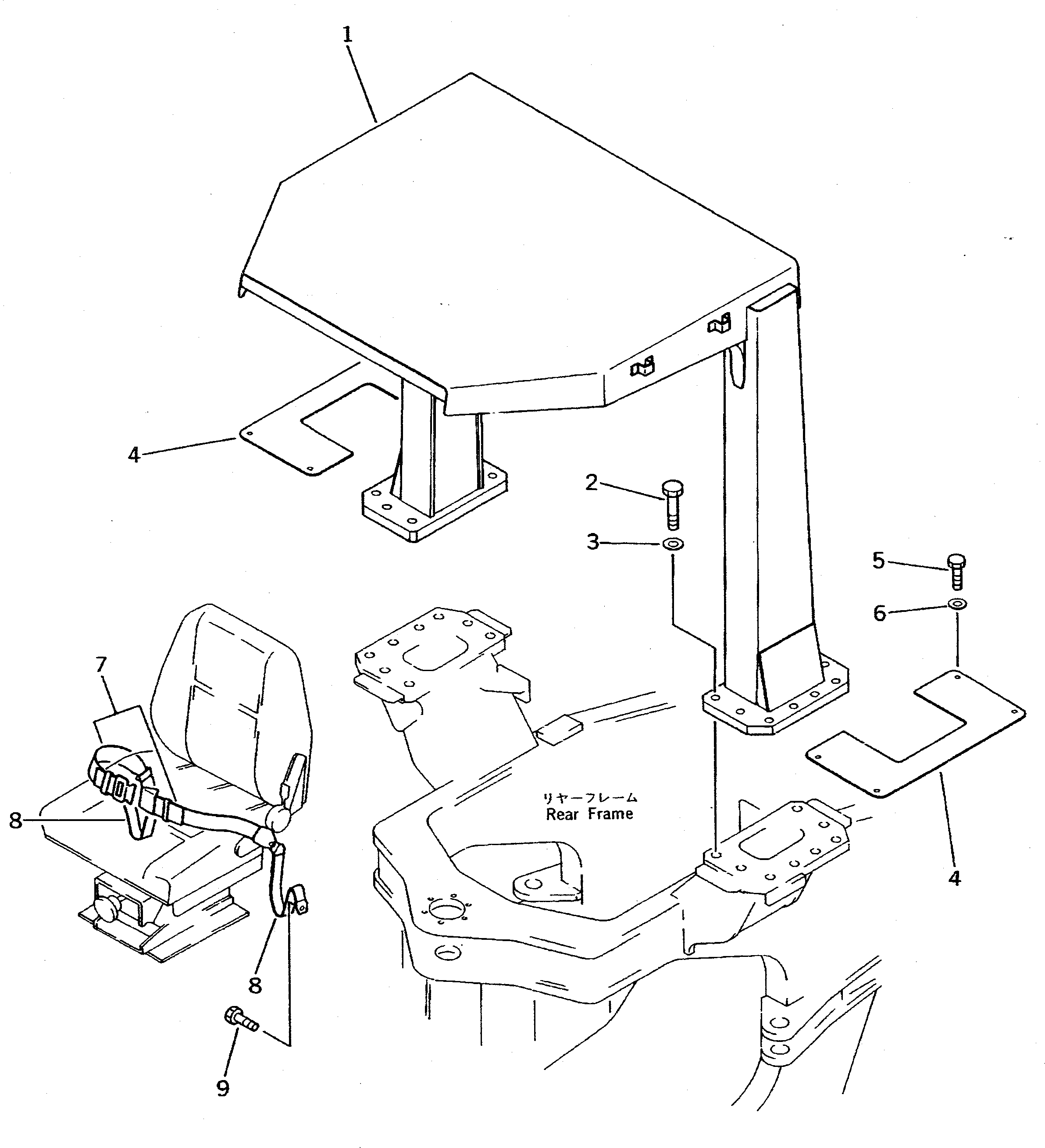 Wheel Dozers Komatsu / WD600-1 S/N 10001-UP(wd600-1c) / ROPS CANOPY(150160 : 5421)