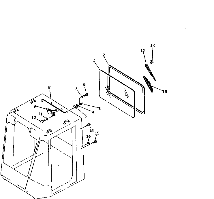 Komatsu parts book diagram for WD600-1 S/N 10001-UP: OPERATOR'S CAB (3/7) (REAR)