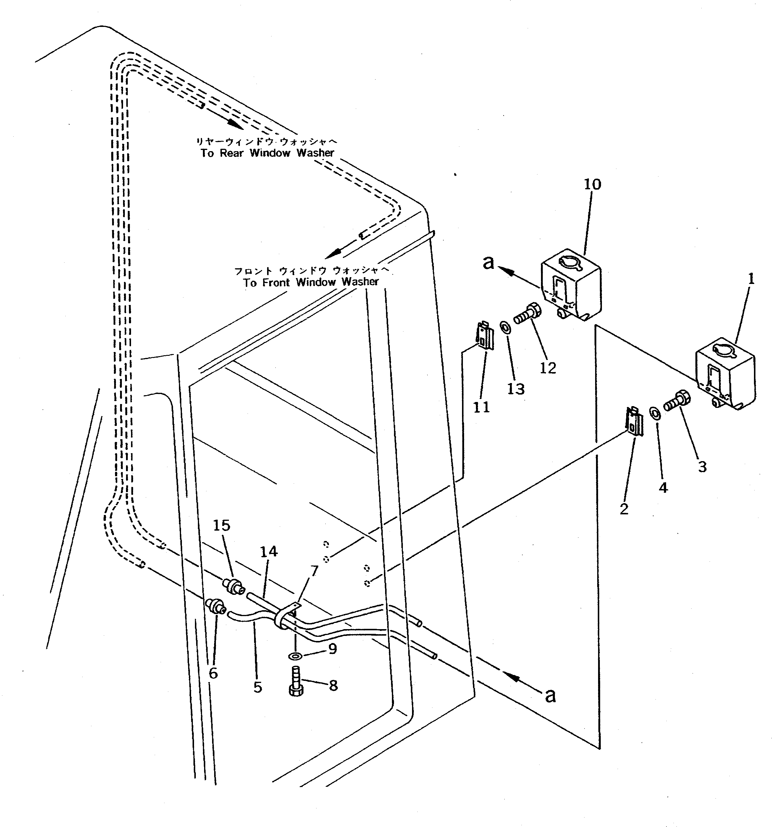 Komatsu parts book diagram for WD600-1 S/N 10001-UP: WINDOW WASHER